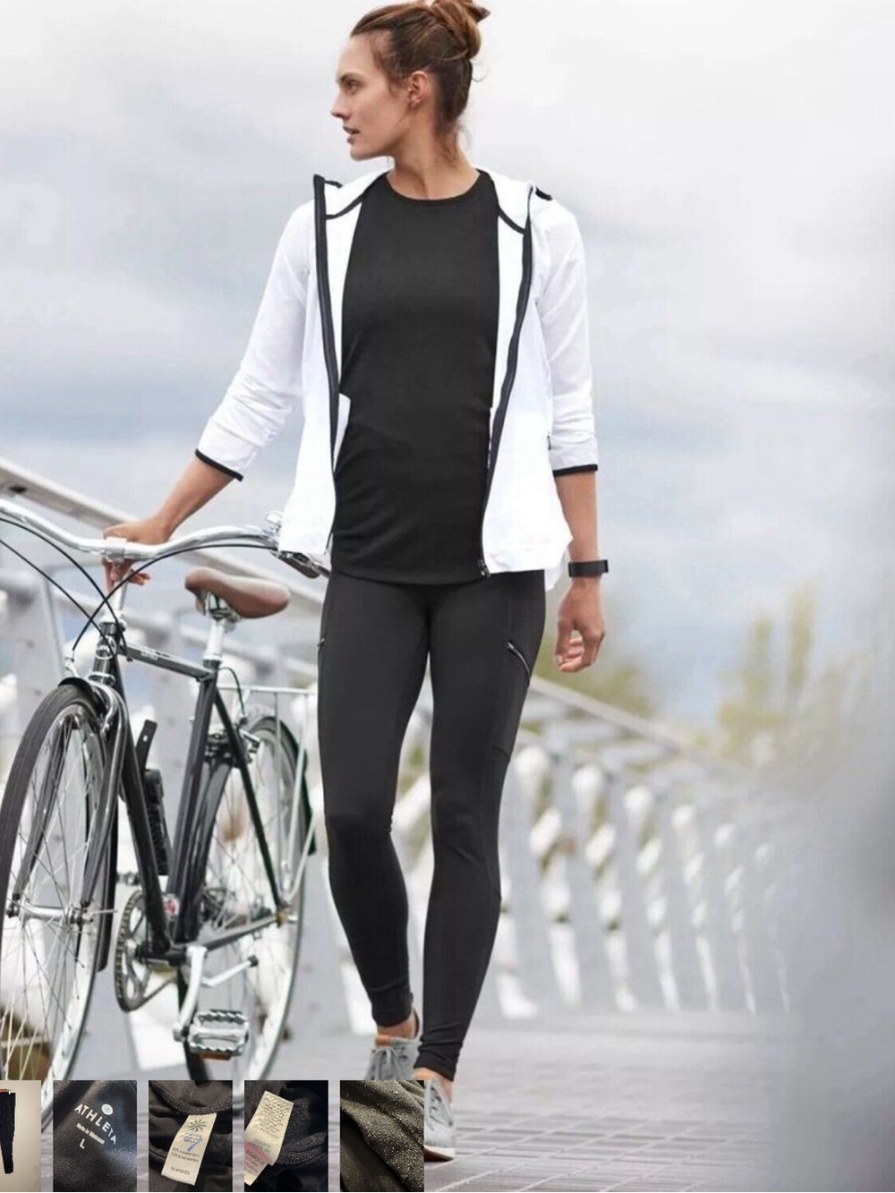 ATHLETA Metro Drifter Pants Women's Large Black Nylon Cargo Pockets 349426 READ